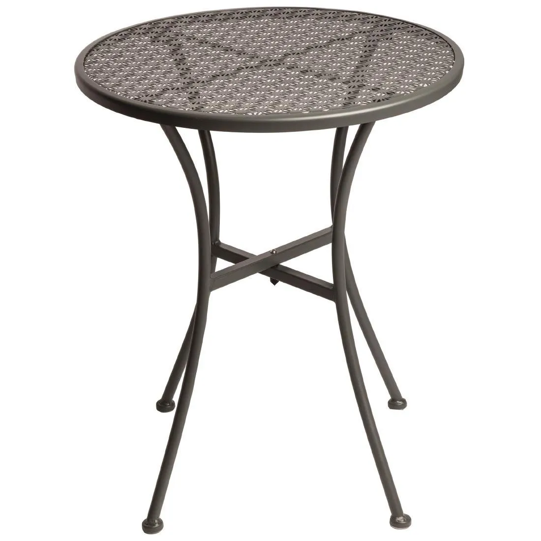 Apskritas skylėtas griozdinis bistro stalas iš plieno - 600 mm