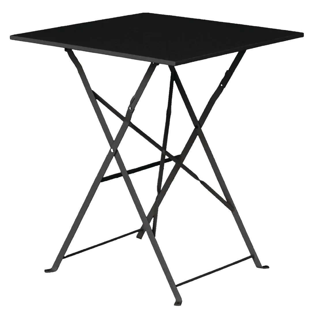 Kvadratinis juodas plieninis lauko stalas - 600 mm