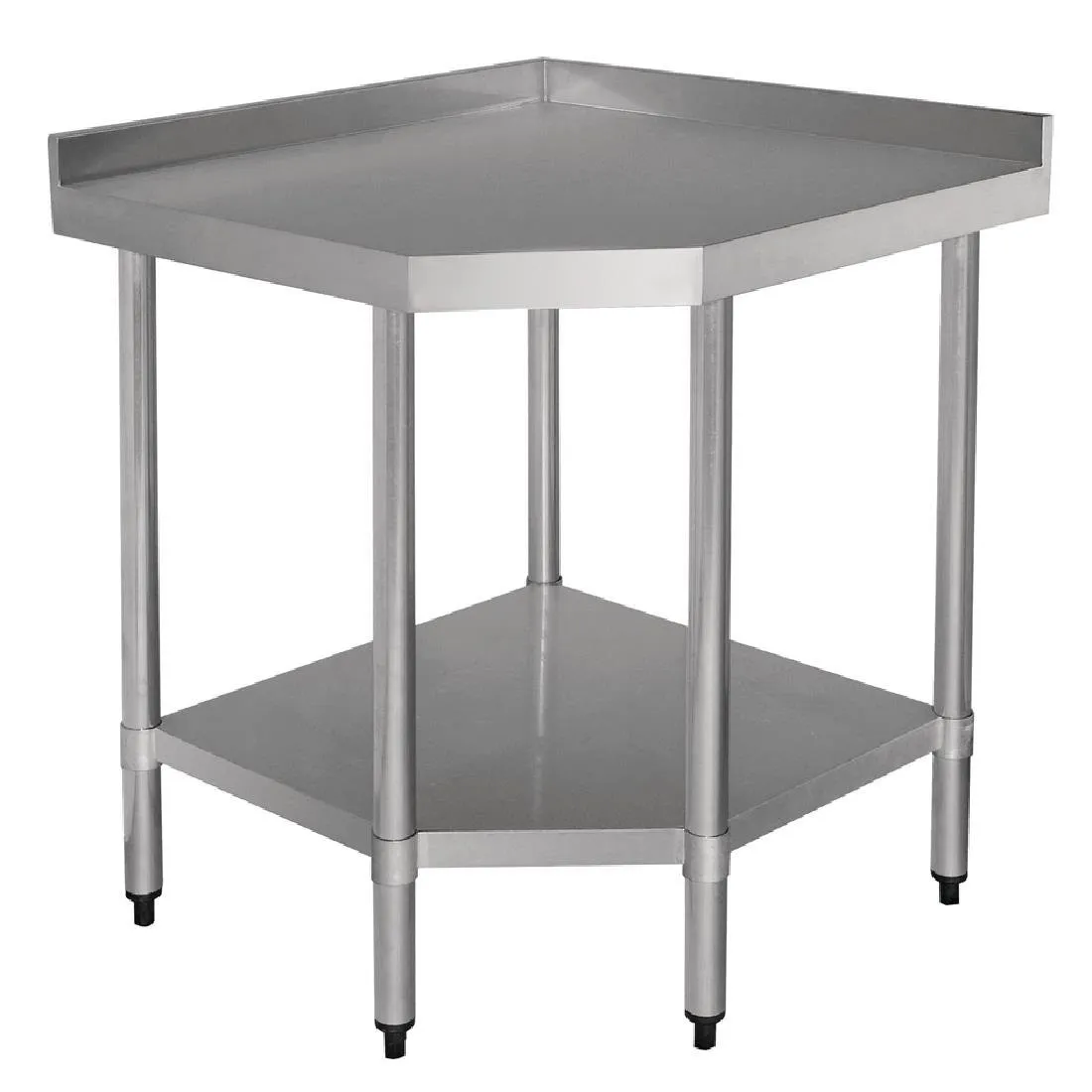 Kampo stalas iš nerūdijančio plieno su atlošu ir lentyna - L 900 x 700 mm
