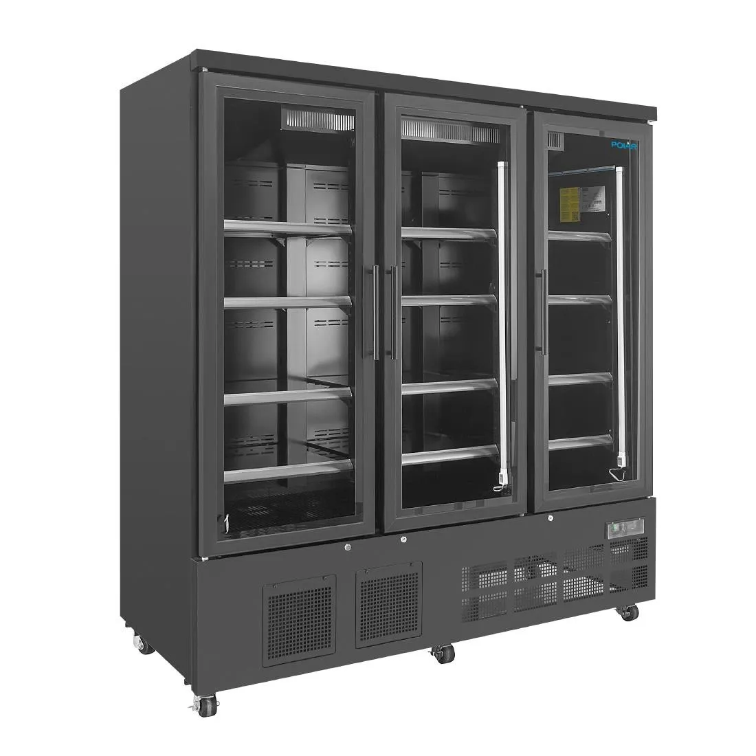 3 durų šaldymo vitrina - 1156 L - teigiama juoda