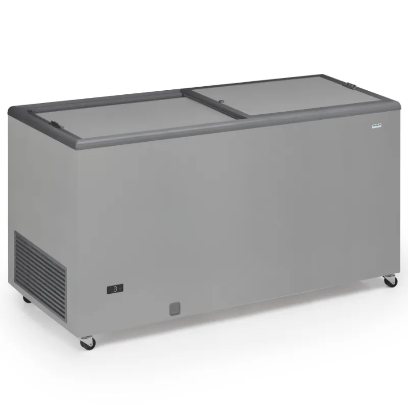 Profesionalus šaldiklis su nerūdijančio plieno išvaizda ir nepermatomu dangčiu - 500 L