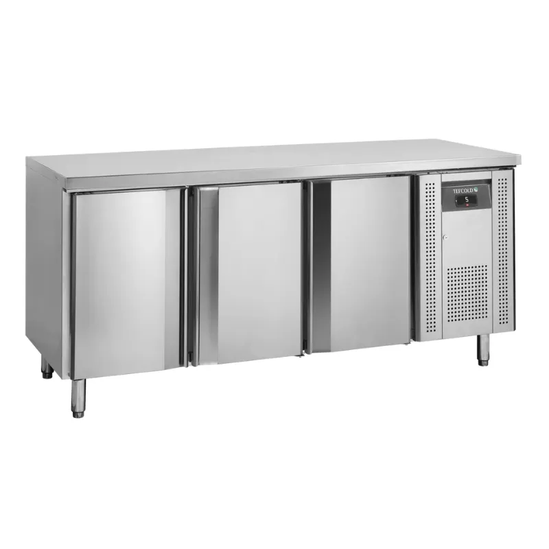 Nerūdijančio plieno šaldomas stalas - 3 durys - GN 1/1