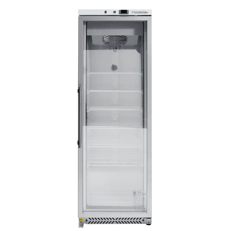 400 L Stiklinės Durys Šaldiklis, Ventiliuojamas Šaltis -18/-22 °C, 7 Lygiai, Dujos R290, 210 W — Balta Lakuota