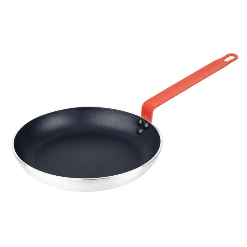 Nesvylanti aliuminio keptuvė su teflonu, raudona rankena, 280 mm