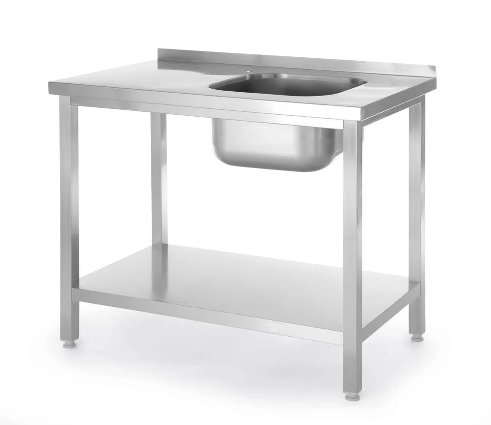 Plovimo Stalas su 1 Plautuve Kairėje Kitchen Line ir Lentyna - P 600 x L 1000 mm