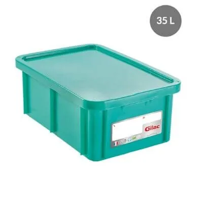 Stačiakampė HACCP dėžė su dangčiu - 35 L - Žalia