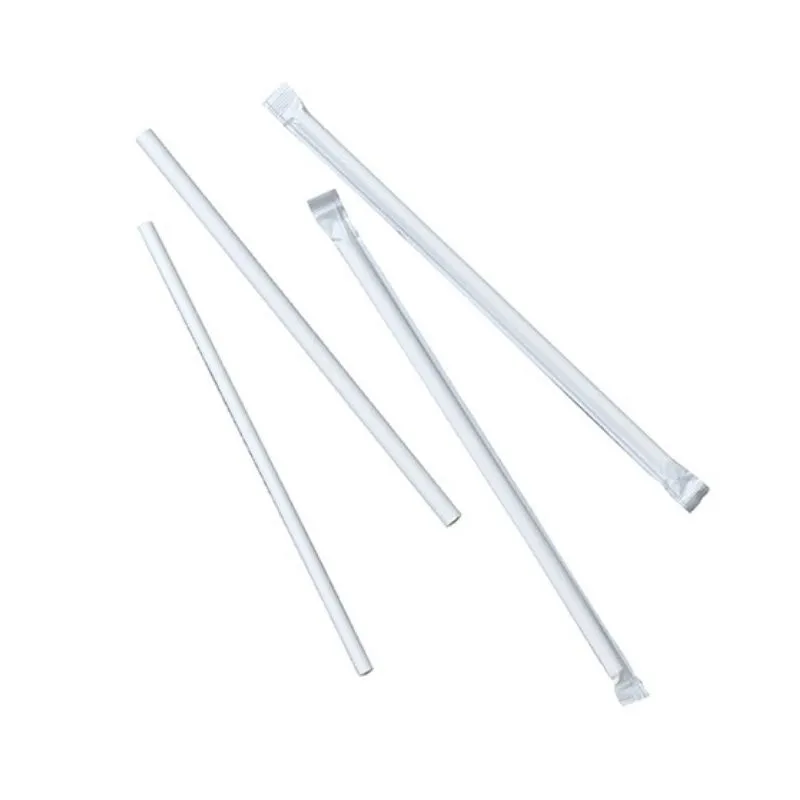 Baltas kartono šiaudų vamzdelis - Ø 6 x 197 mm - 500 vnt. paketas