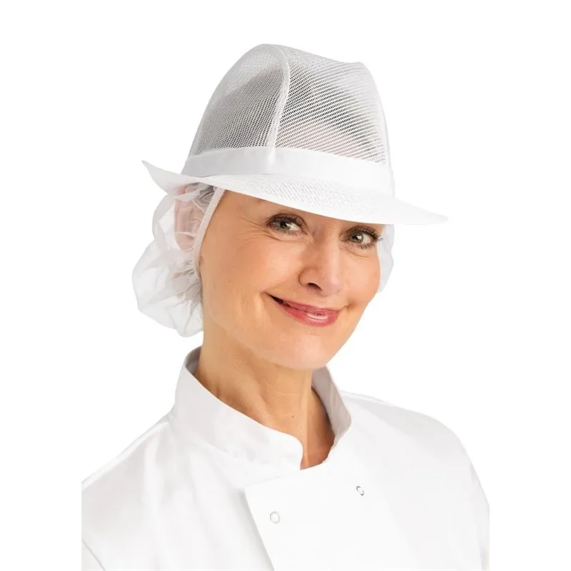 Balta Trilby skrybėlė su tinkleliu - dydis L