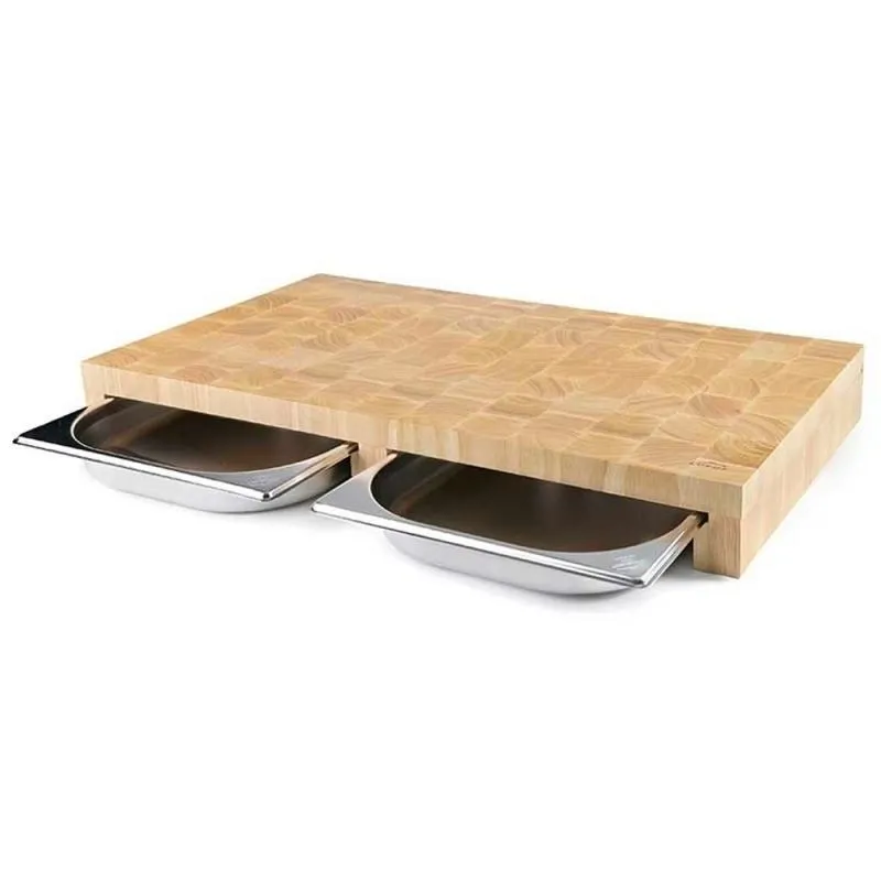 Medinis pjaustymo lenta - 615 x 340 mm - 2 x GN 1/2 stalčiai - Storis 70 mm
