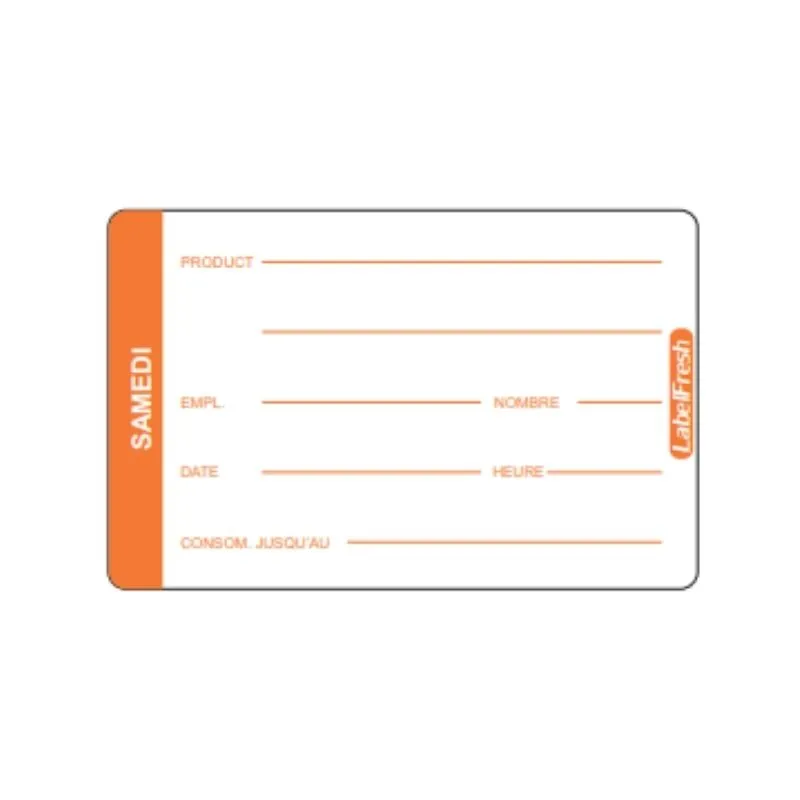 LabelFresh Pro Traçabilumo Etiketės - Šeštadienis - 70 x 45 mm - 500 vnt. pakuotė