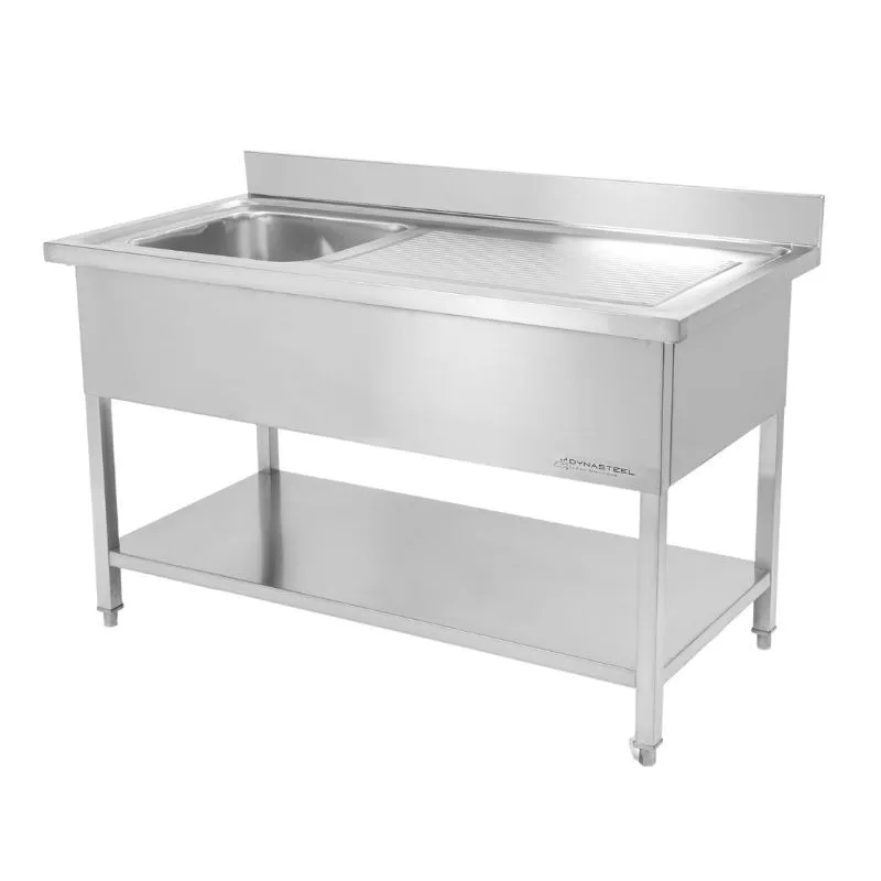Vienos talpos plautuvė su apsauginiu bortelu ir lentyna – 1400 × 700 mm