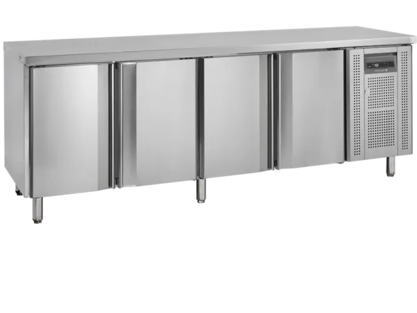 Neigiama nerūdijančio plieno šaldymo lentelė - 4 durys - GN 1/1