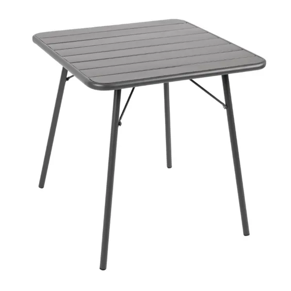 Kvadratinis pilkų lankų stalas iš plieno - 700 x 700 mm
