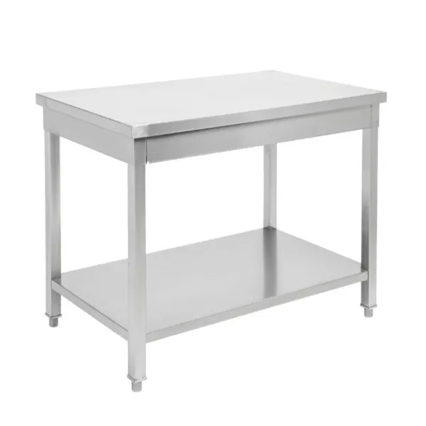 Nerūdijančio plieno stalas su lentyna - P 600 mm - L 600 mm